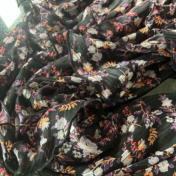 RIVER ISLAND *NWT* Black Floral Frill Slip MIDI DRESS UK 16/US 12 - Picture 9 of 10